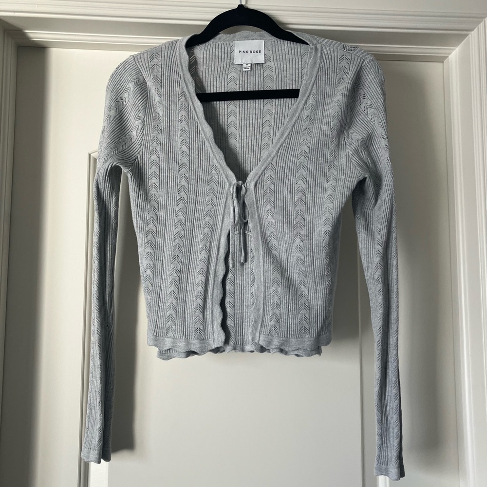 Pink Rose Light Gray Two-Piece Sweater Set